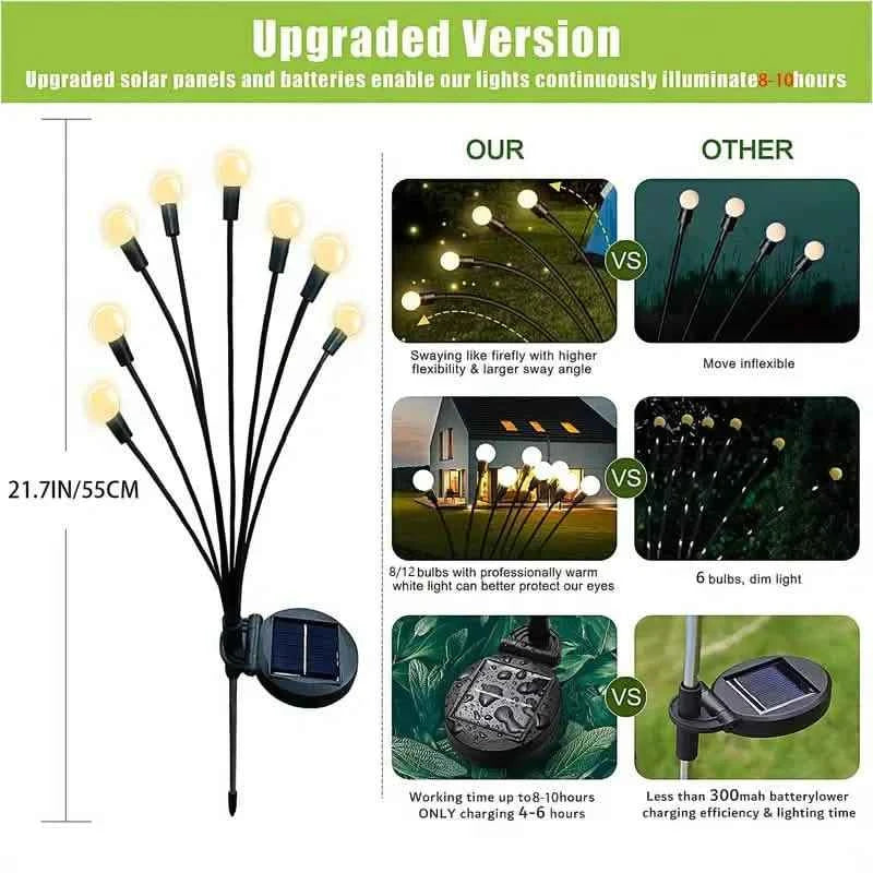 8 LED Solar Firefly Hanging Solar Lights