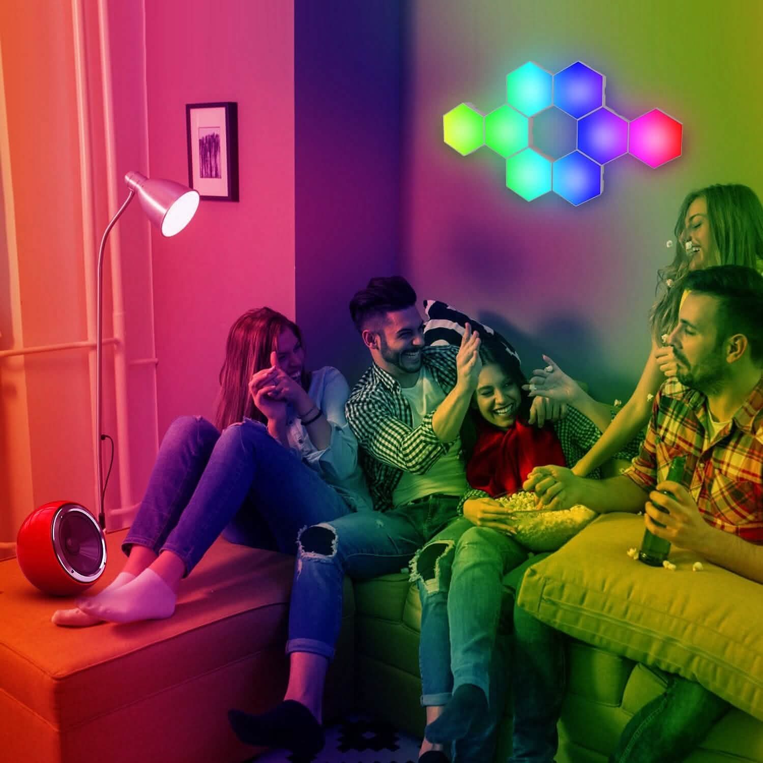 8-Piece: Hexagon Light Panels RGBW Colorful Splicing Wall Lamps
