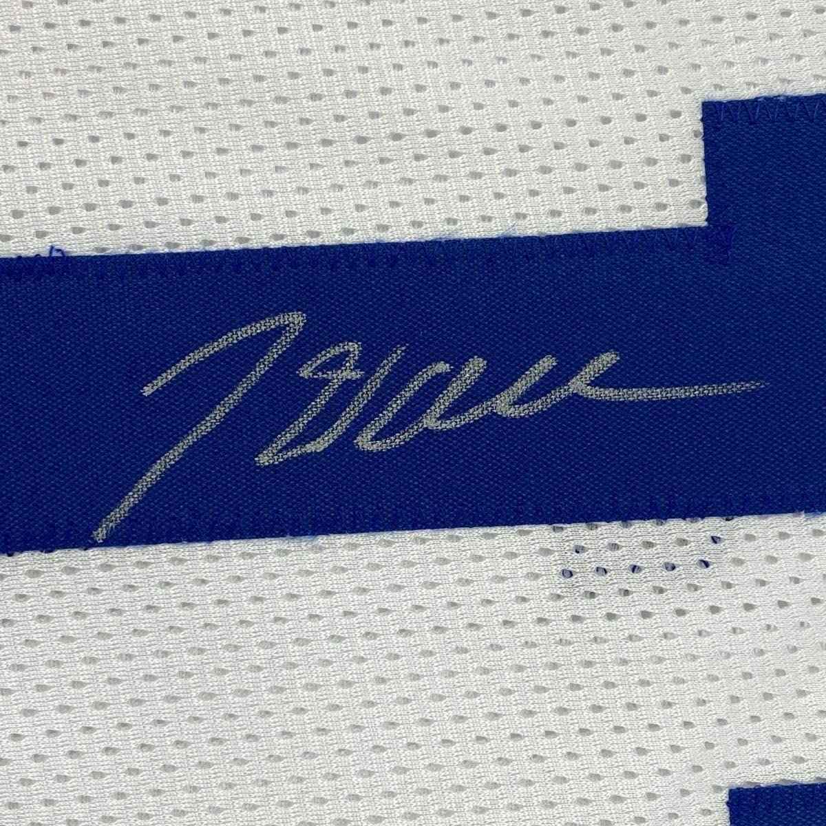 Framed Autographed/Signed John Wall 35x39 Kentucky White College Basketball Jersey JSA COA