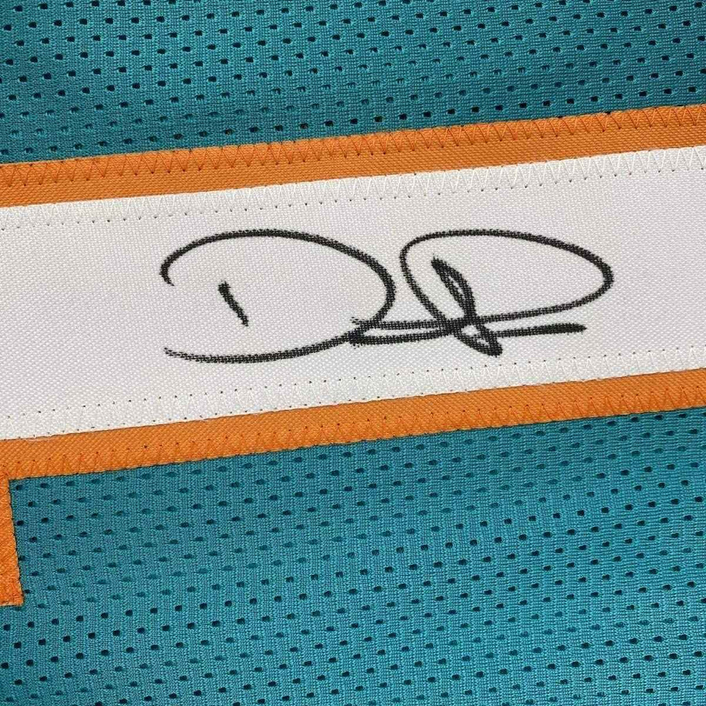 Framed Autographed/Signed Devante Parker 35x39 Miami Retro Teal Football Jersey JSA COA