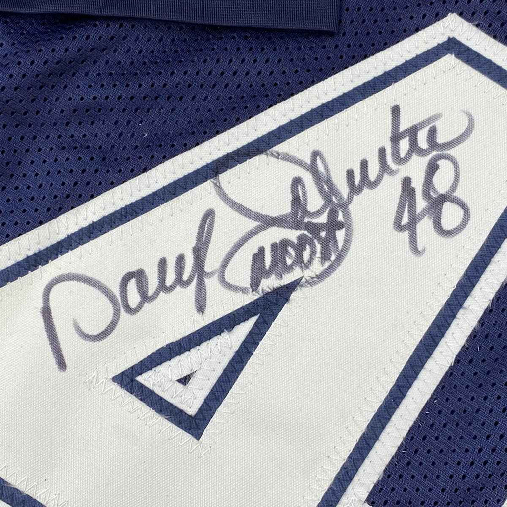 Framed Autographed/Signed Daryl Moose Johnston 35x39 Dallas Blue Football Jersey Beckett BAS COA