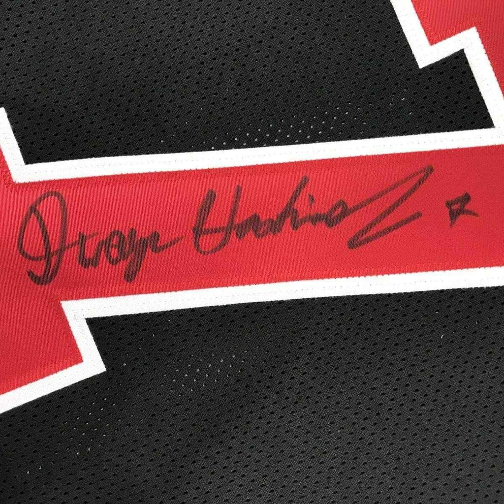 Framed Autographed/Signed Dwayne Haskins Jr. 35x39 Ohio State Black College Football Jersey JSA COA