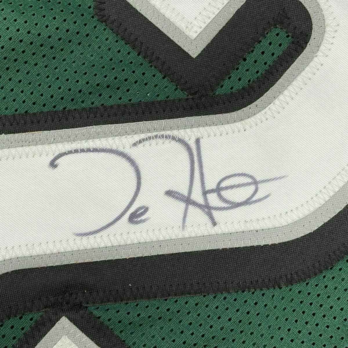 Framed Autographed/Signed Jalen Hurts 35x39 Philadelphia Green Football Jersey JSA COA