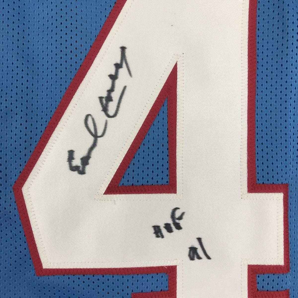 Framed Autographed/Signed Earl Campbell HOF 91 35x39 Houston Blue Football Jersey JSA COA