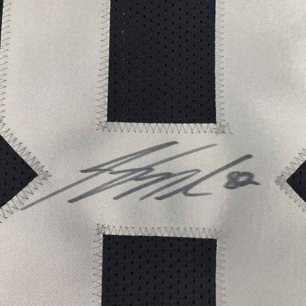 Framed Autographed/Signed Jordy Nelson 35x39 Oakland Black Football Jersey JSA COA