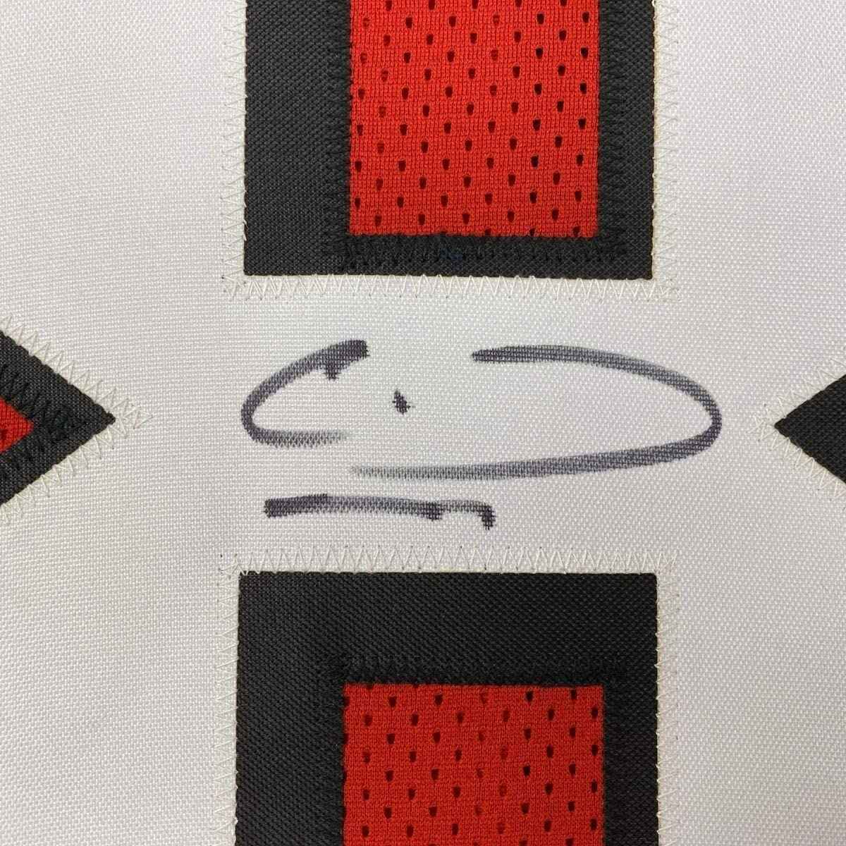 Framed Autographed/Signed Calvin Ridley 35x39 Atlanta Red Football Jersey Beckett BAS COA