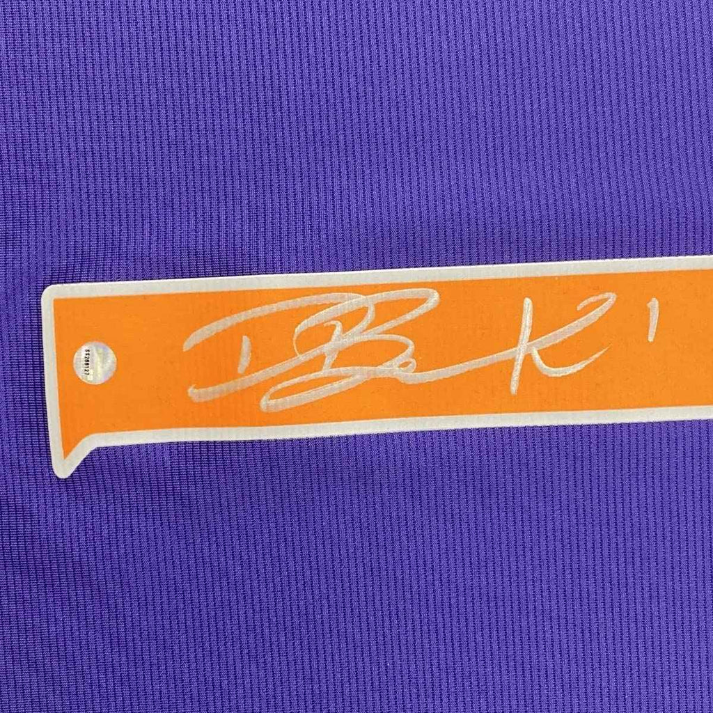 Framed Autographed/Signed Devin Booker 35x39 Phoenix Purple Basketball Jersey Steiner Sports COA