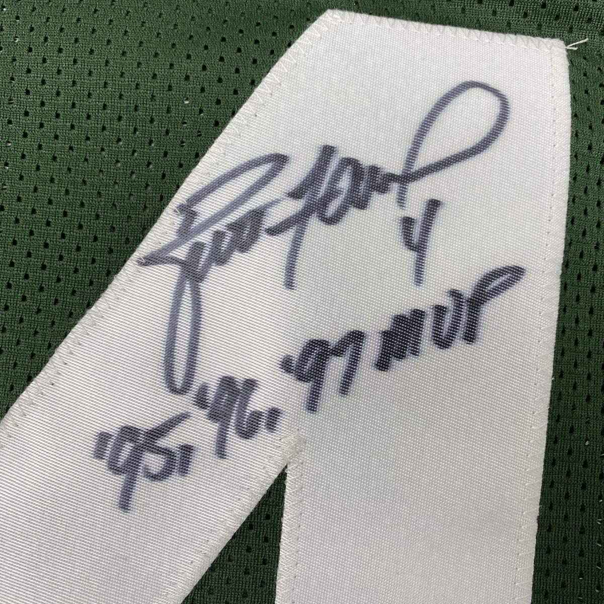 Framed Autographed/Signed Brett Favre 95 96 97 MVP 35x39 Green Bay Green Football Jersey PSA/DNA COA