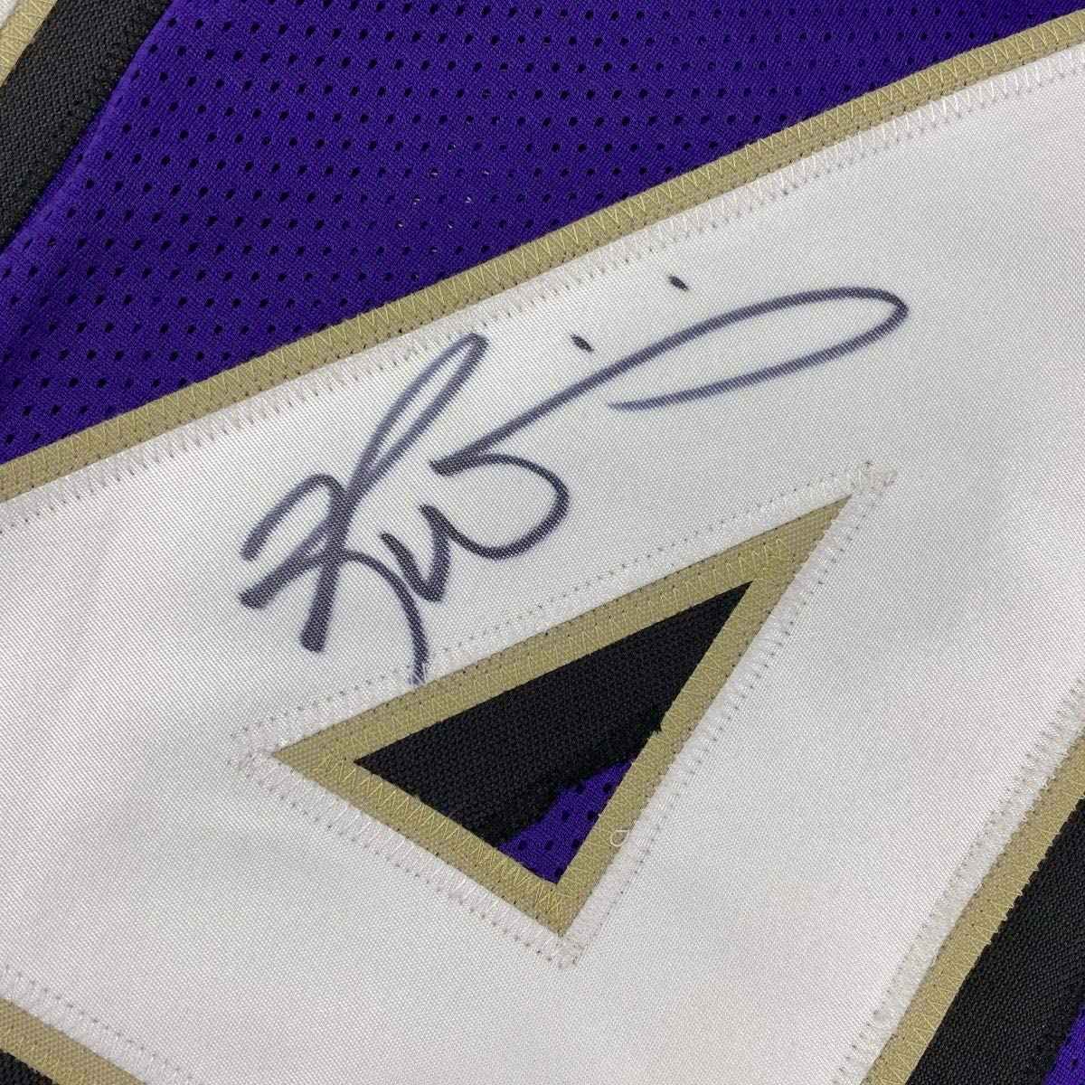 Autographed/Signed Ricky Williams Baltimore Purple Football Jersey Beckett BAS COA
