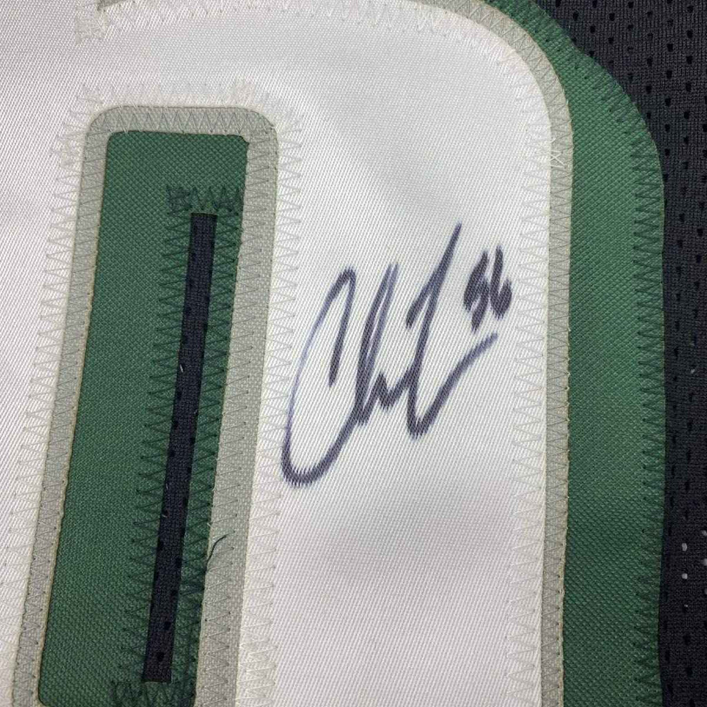 Framed Autographed/Signed Chris Long 35x39 Philadelphia Black Football Jersey JSA COA