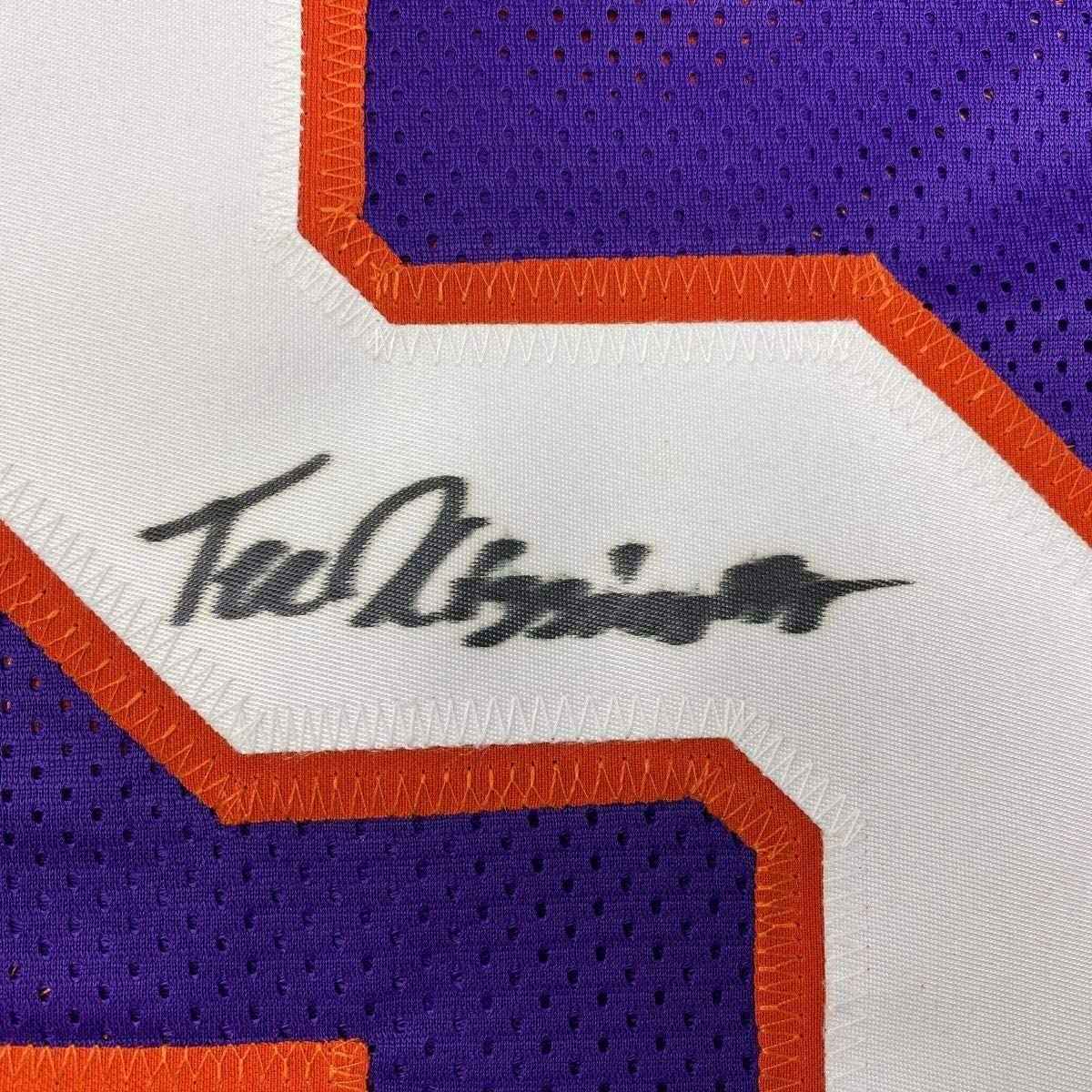 Framed Autographed/Signed Tee Higgins 35x39 Clemson Purple College Football Jersey JSA COA