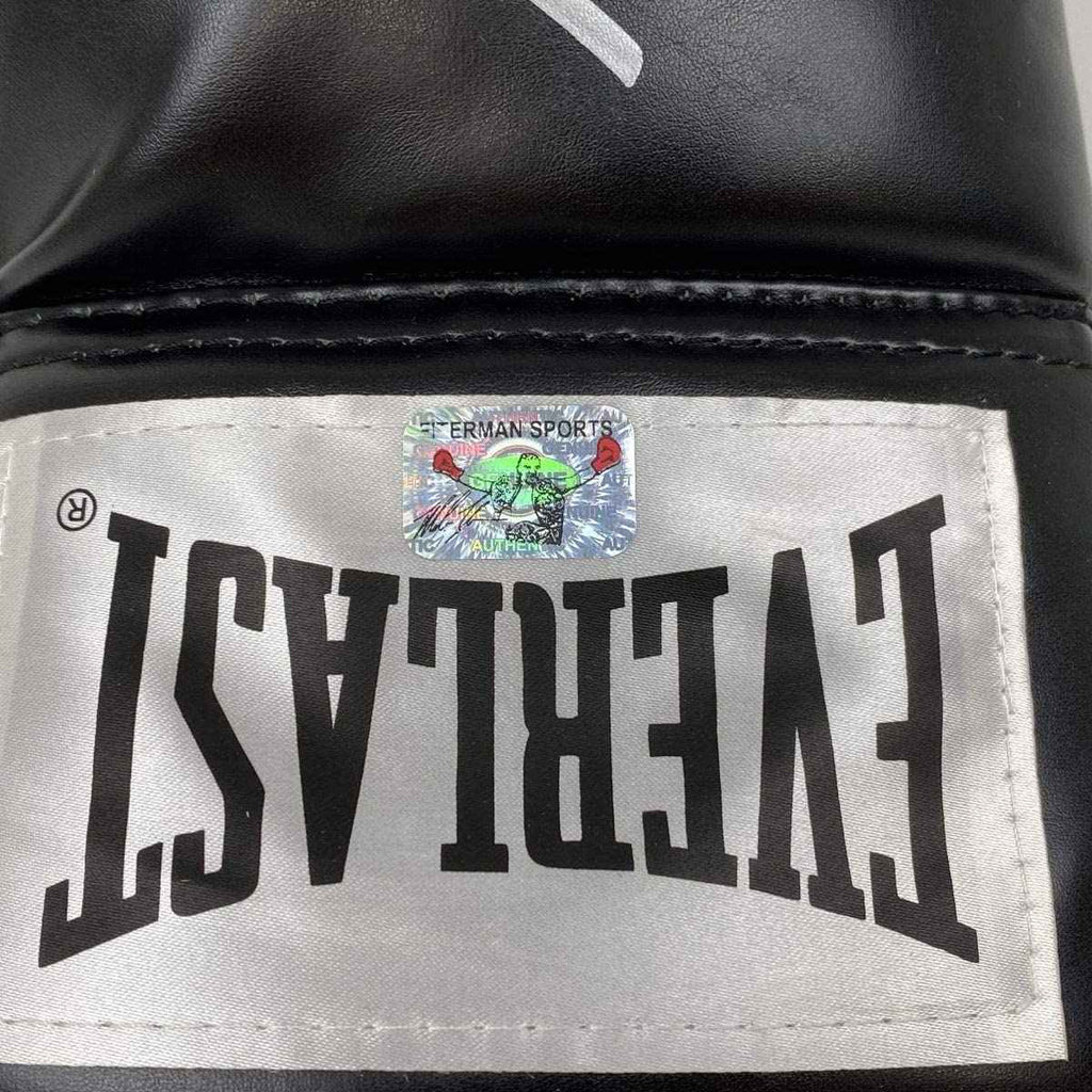 Autographed/Signed Mike Tyson Black Everlast Boxing Glove Athlete Hologram COA