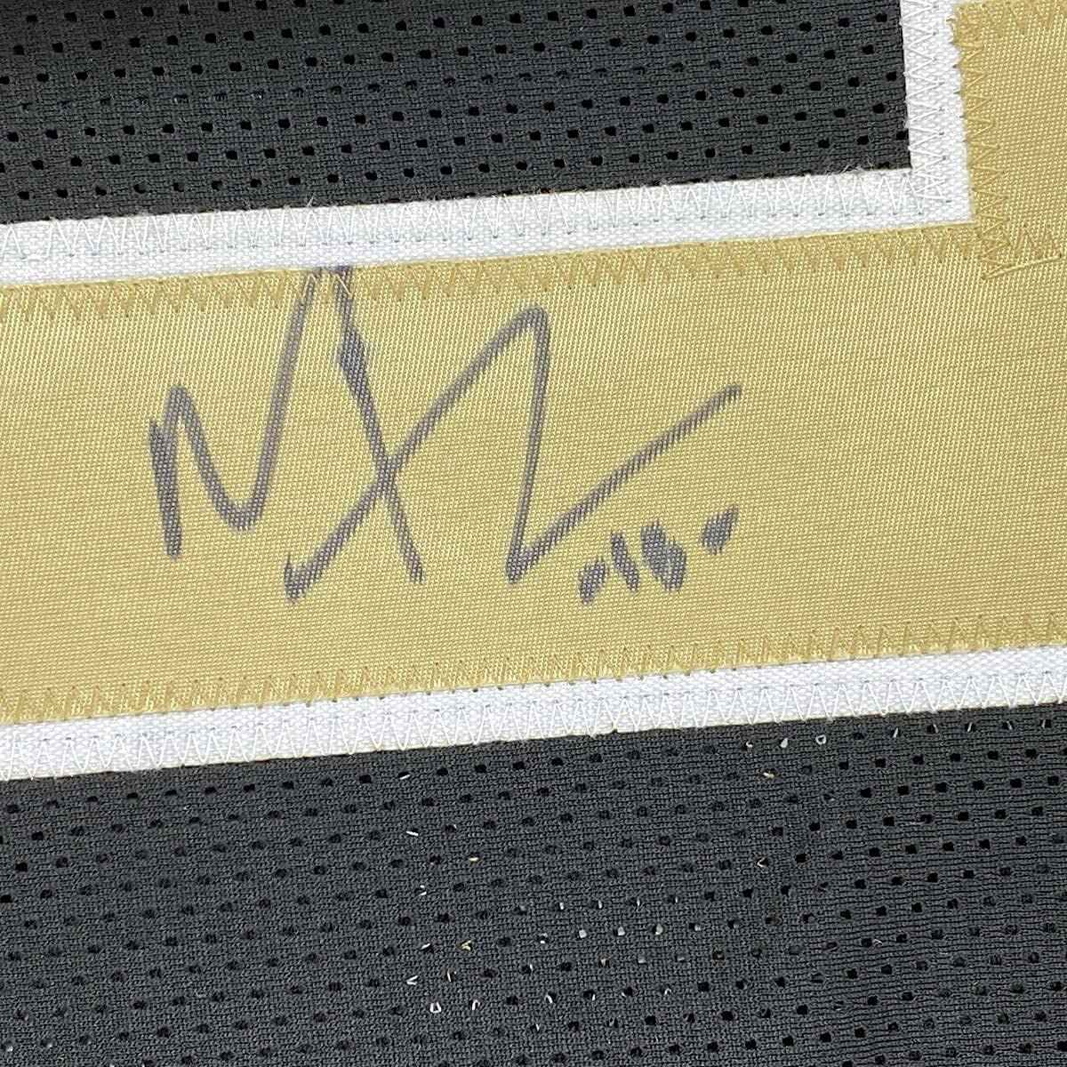 Framed Autographed/Signed Michael Thomas 35x39 New Orleans Black Football Jersey JSA COA