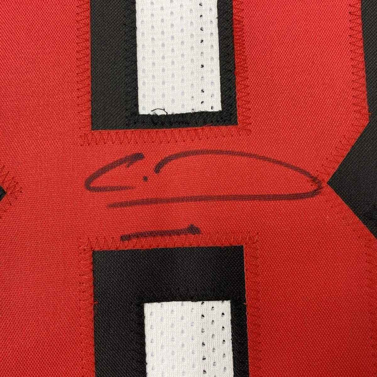 Framed Autographed/Signed Calvin Ridley 35x39 Atlanta White Football Jersey Beckett BAS COA
