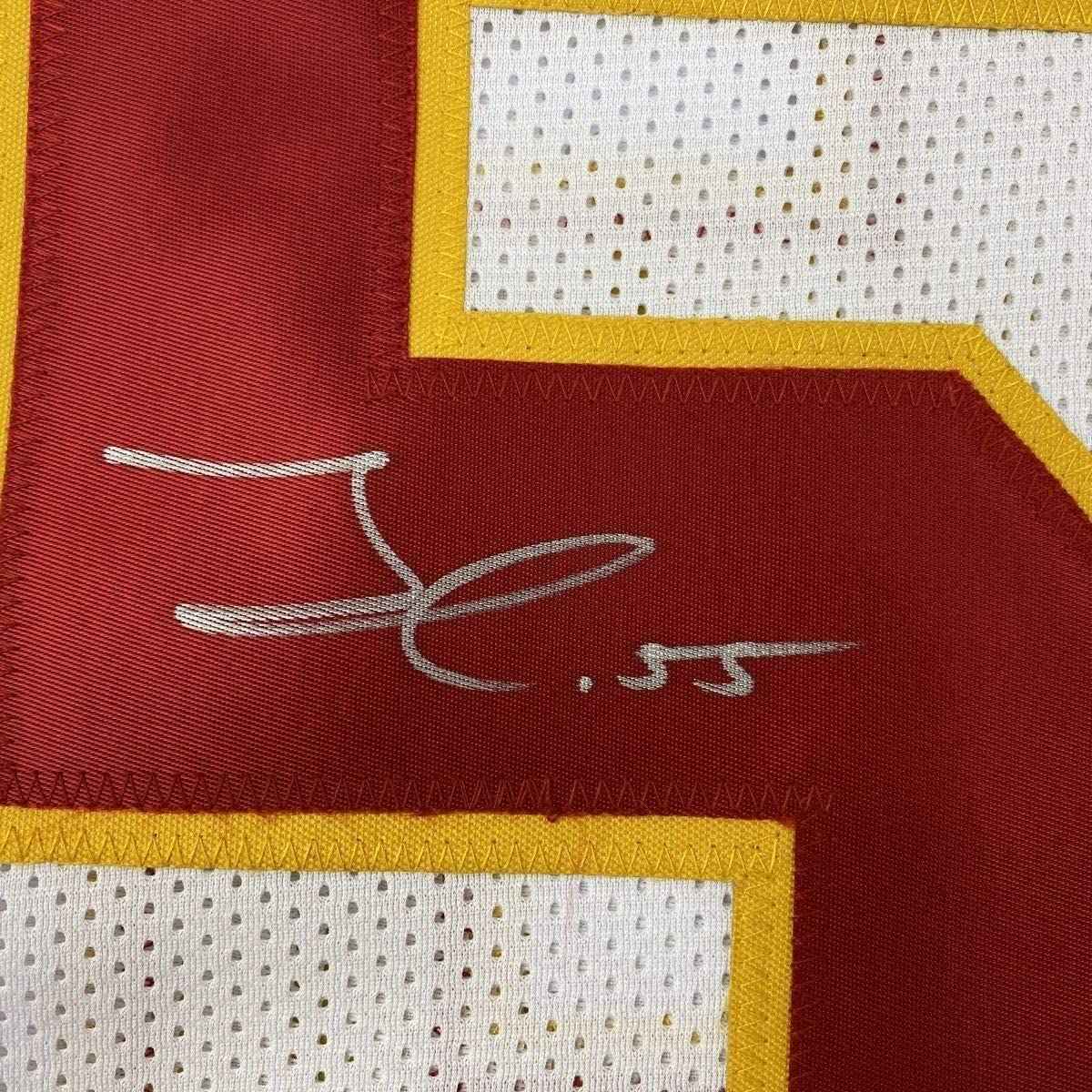 Framed Autographed/Signed Frank Clark 35x39 Kansas City White Football Jersey PSA/DNA COA