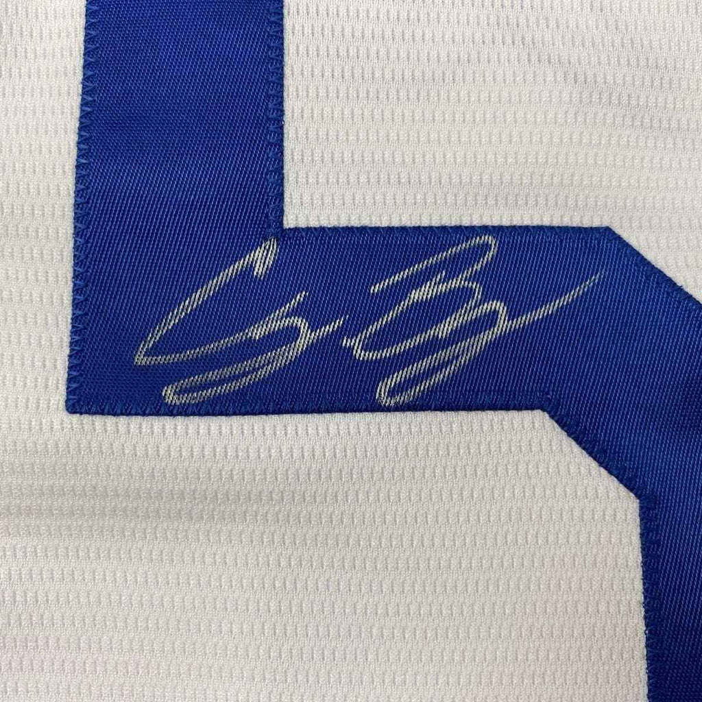 Autographed/Signed Cody Bellinger Los Angeles LA White Baseball Jersey Beckett BAS COA