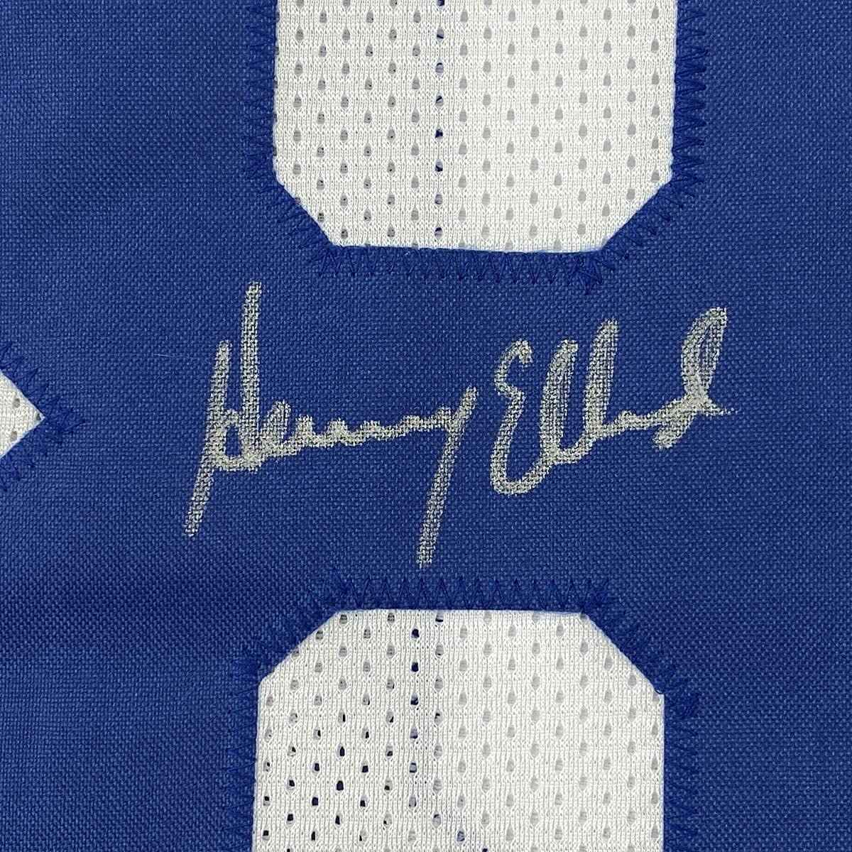 Framed Autographed/Signed Henry Ellard 35x39 Los Angeles LA White Football Jersey JSA COA