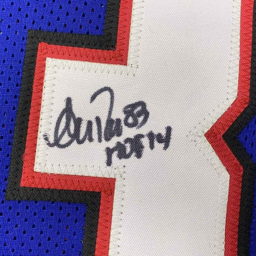 Framed Autographed/Signed Andre Reed HOF 14 35x39 Buffalo Blue Football Jersey JSA COA