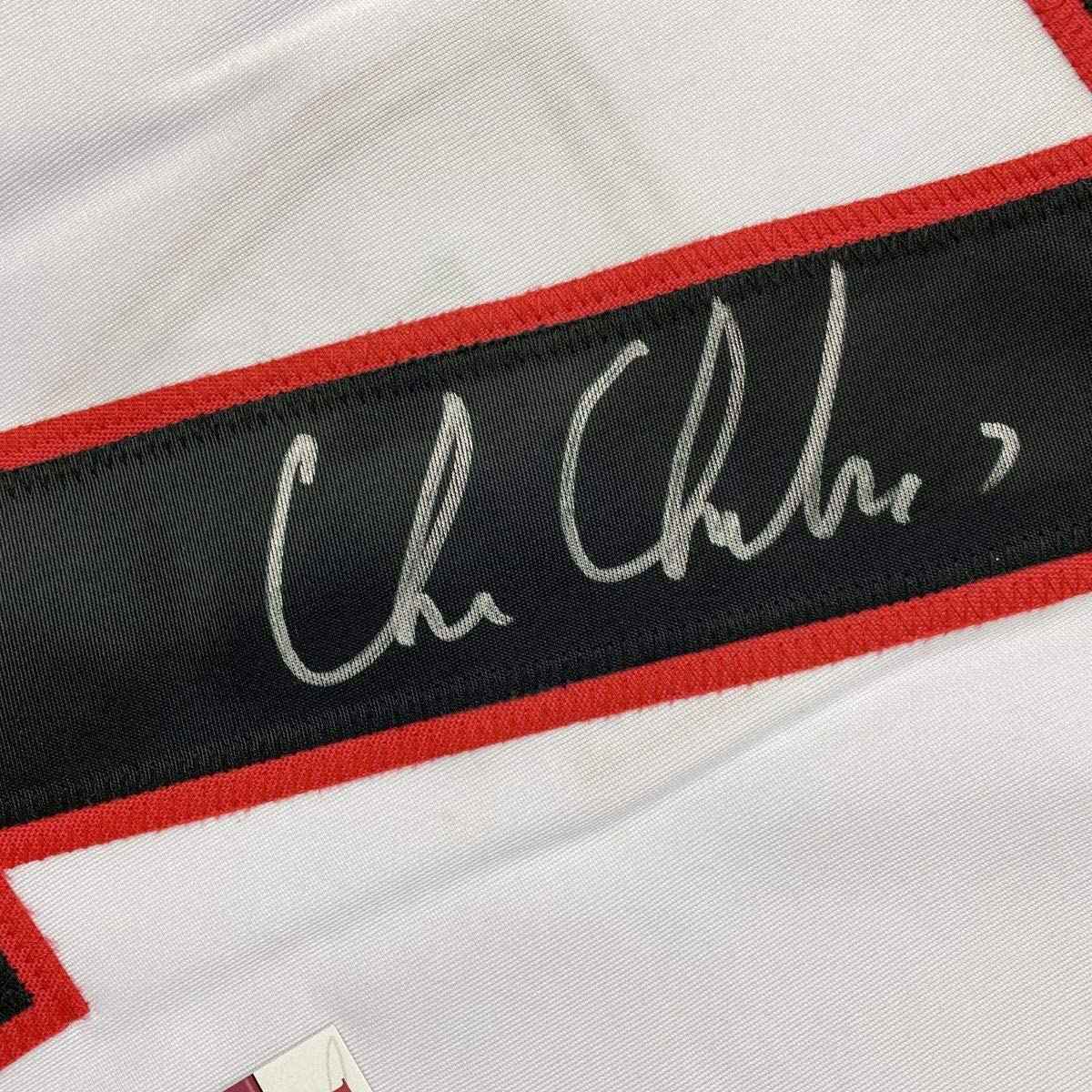 Autographed/Signed Chris Chelios Chicago White Hockey Jersey JSA COA