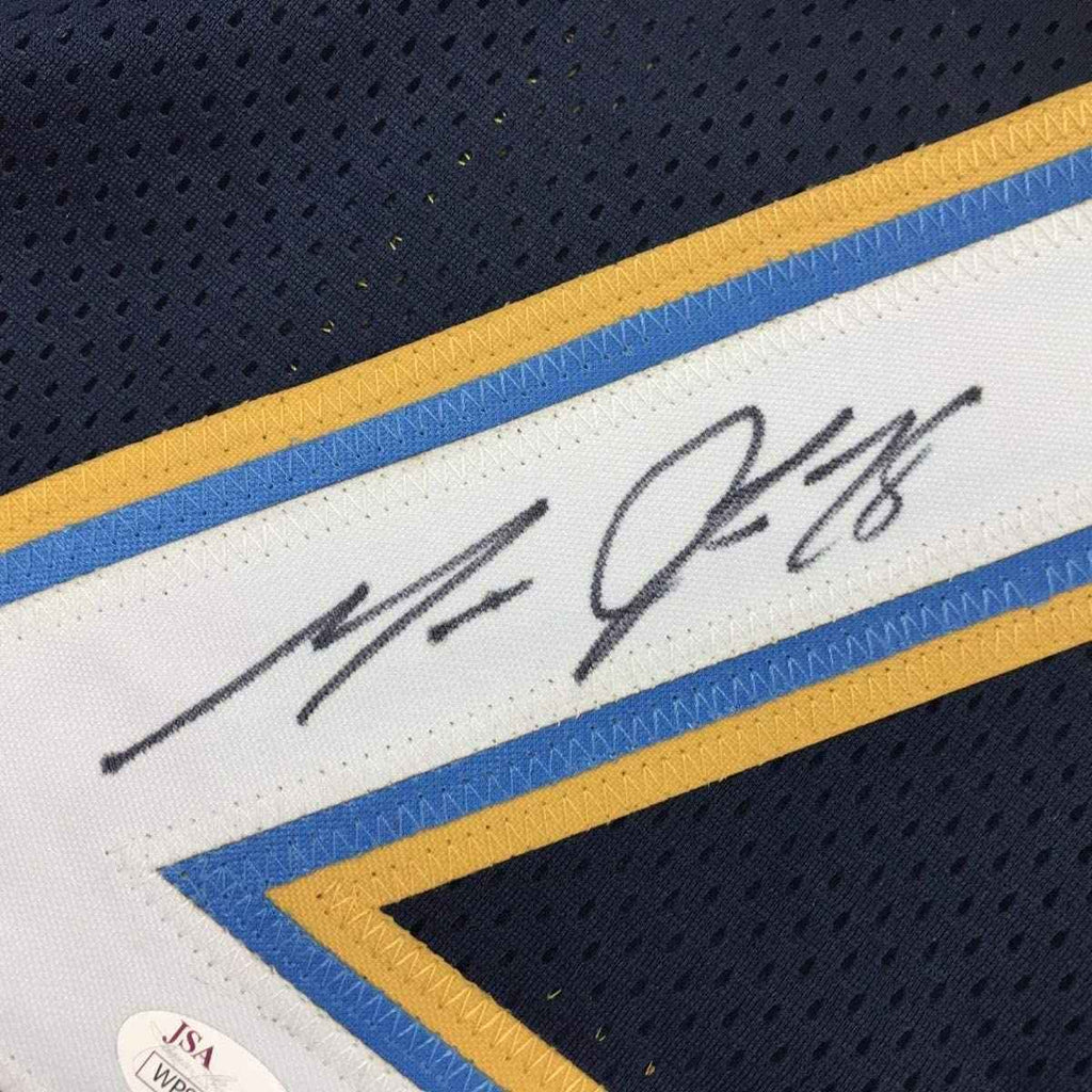 Framed Autographed/Signed Melvin Gordon 35x39 Los Angeles LA Dark Blue Football Jersey JSA COA