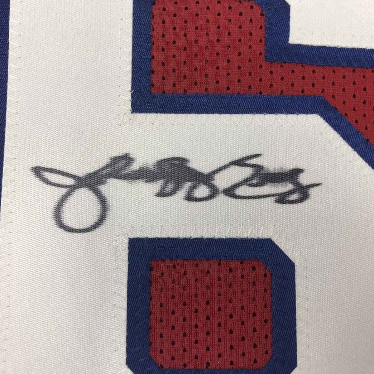 Framed Autographed/Signed Julius Erving Dr. J 35x39 Philadelphia Red Basketball Jersey Beckett BAS COA
