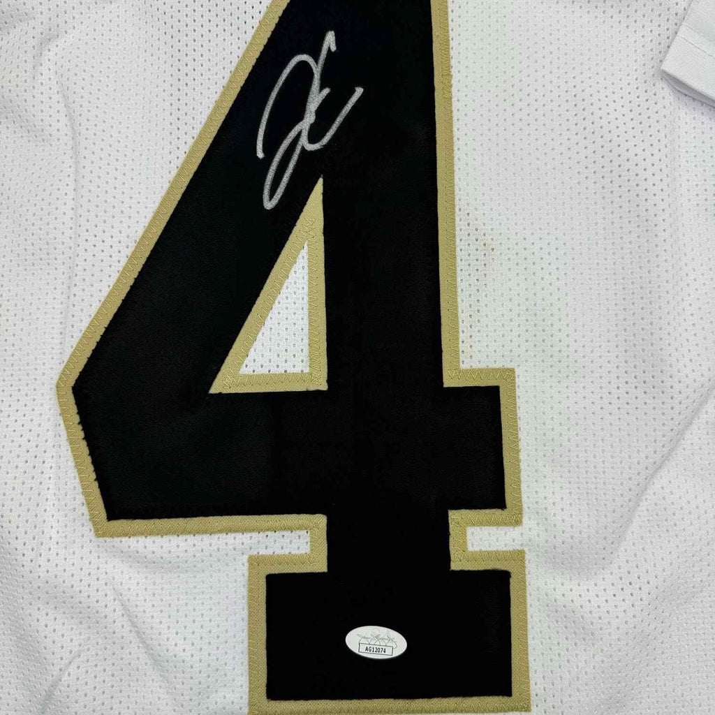 Framed Autographed/Signed Derek Carr 35x39 New Orleans White Football Jersey JSA COA