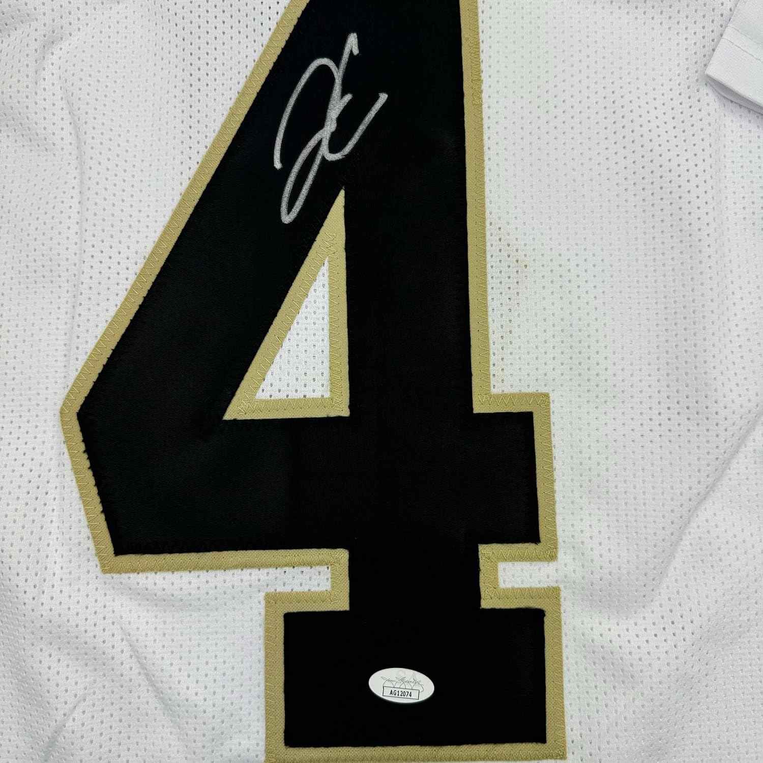 Framed Autographed/Signed Derek Carr 35x39 New Orleans White Football Jersey JSA COA