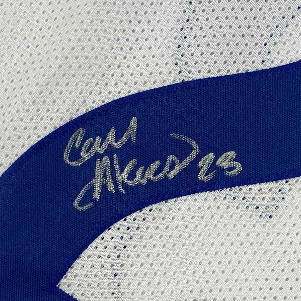 Framed Autographed/Signed Cam Akers 35x39 Los Angeles LA White Football Jersey JSA COA