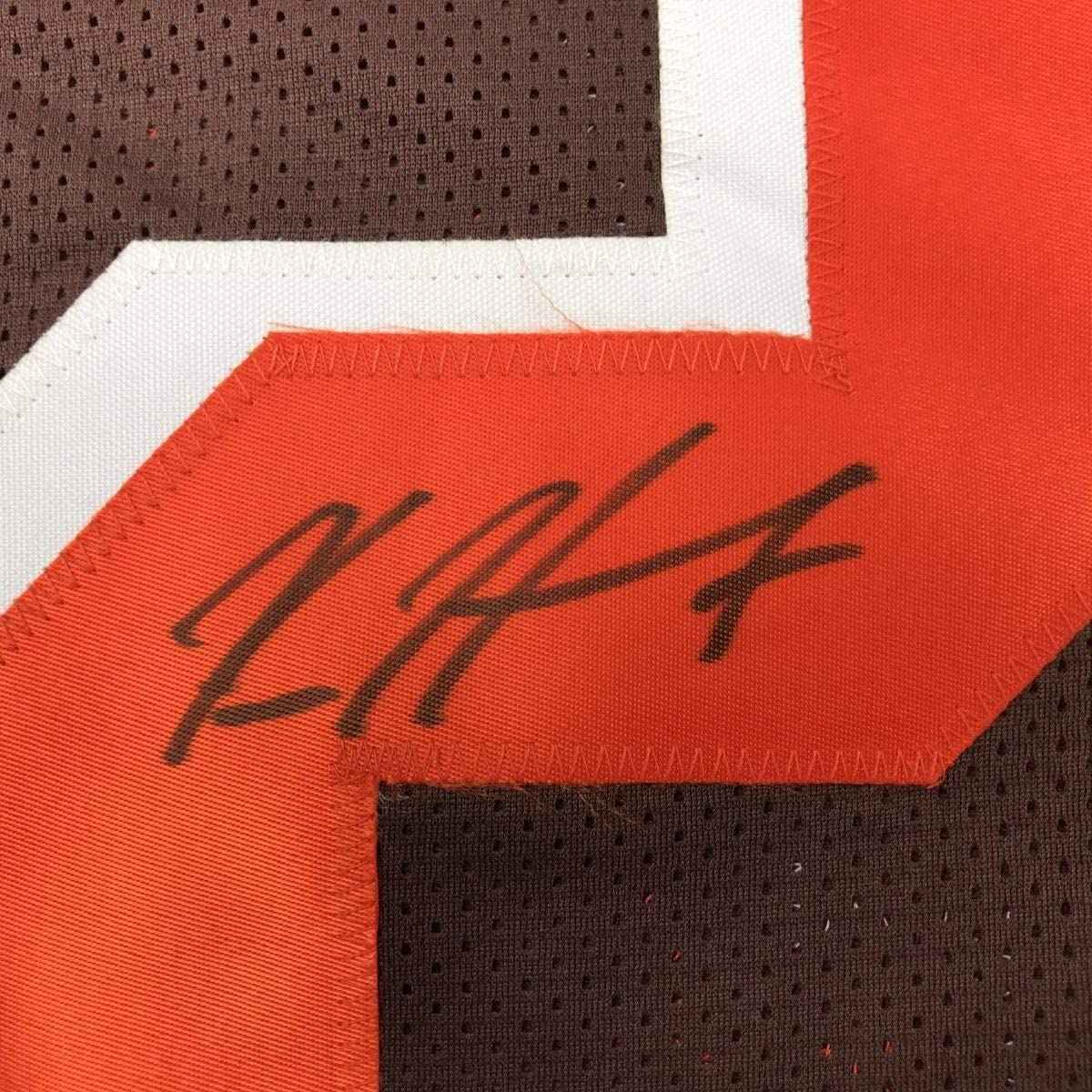 Framed Autographed/Signed Kareem Hunt 35x39 Cleveland Brown Football Jersey PSA/DNA COA
