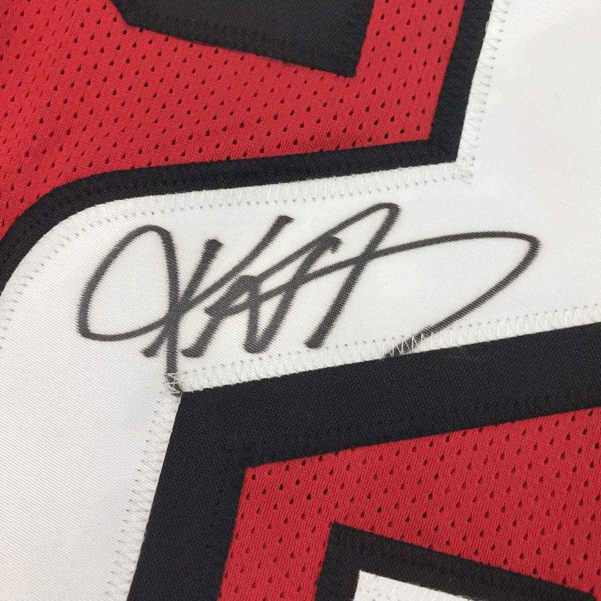 Framed Autographed/Signed Keanu Neal 35x39 Atlanta Red Football Jersey JSA COA