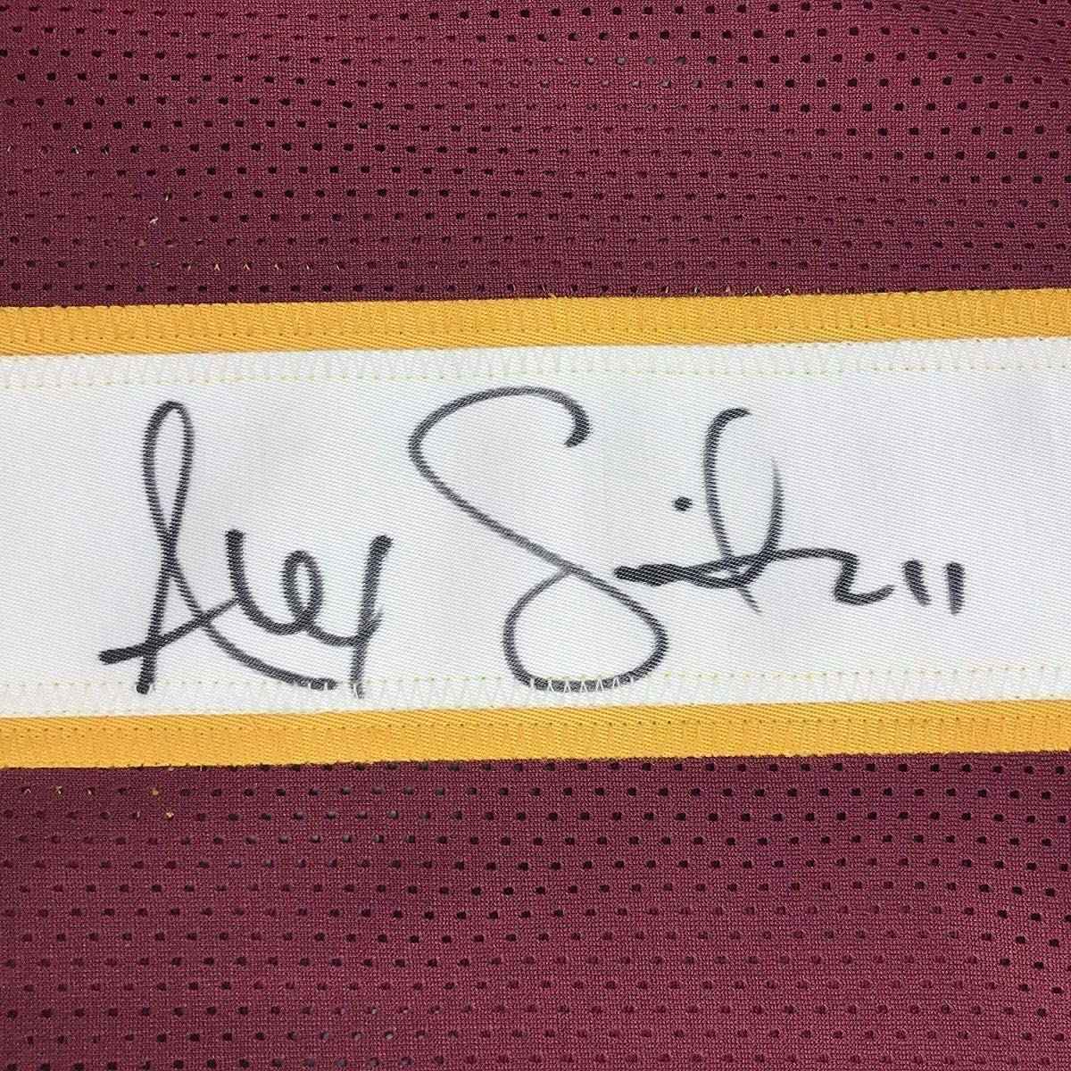 Framed Autographed/Signed Alex Smith 35x39 Washington Burgundy Football Jersey JSA COA