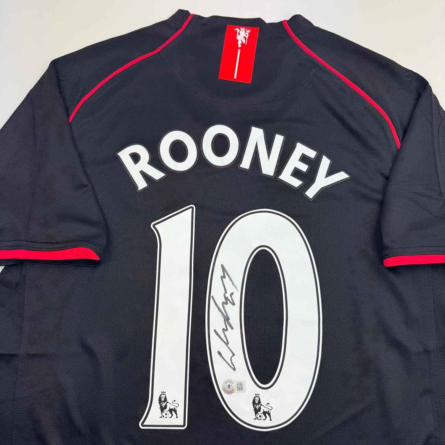 Framed Autographed/Signed Wayne Rooney 35x39 Manchester United Black 2008 Soccer Jersey Beckett BAS COA