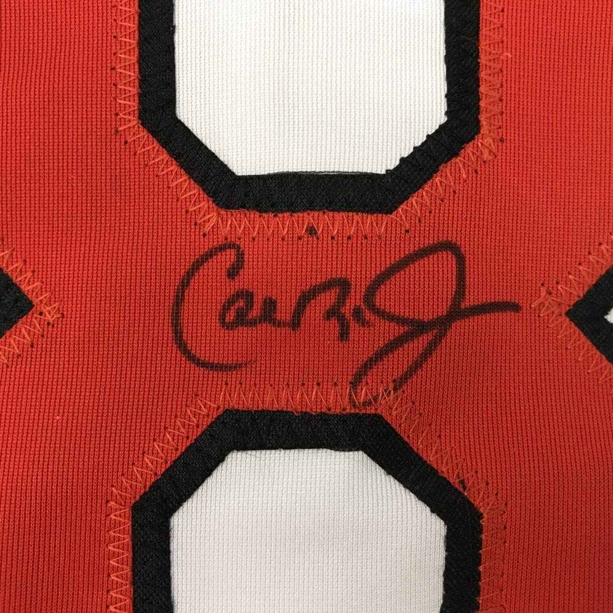 Framed Autographed/Signed Cal Ripken Jr. 35x39 Baltimore White Baseball Jersey JSA COA