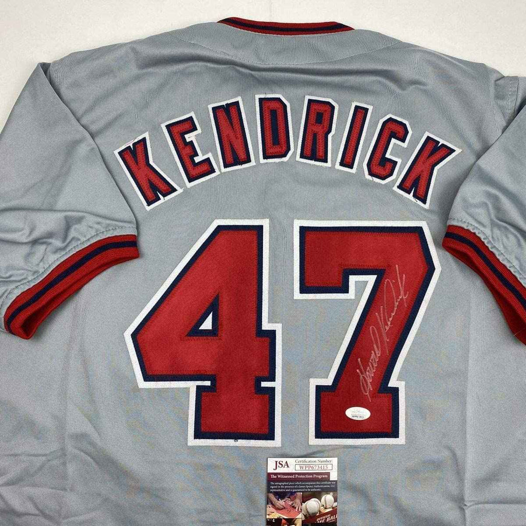 Autographed/Signed Howie Kendrick Washington Grey Baseball Jersey JSA COA