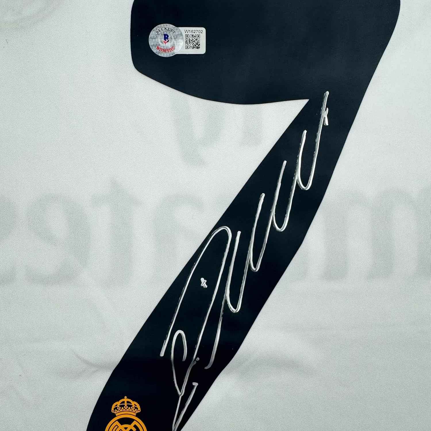 Framed Autographed/Signed Cristiano Ronaldo 35x39 Real Madrid White Soccer Jersey Beckett BAS COA