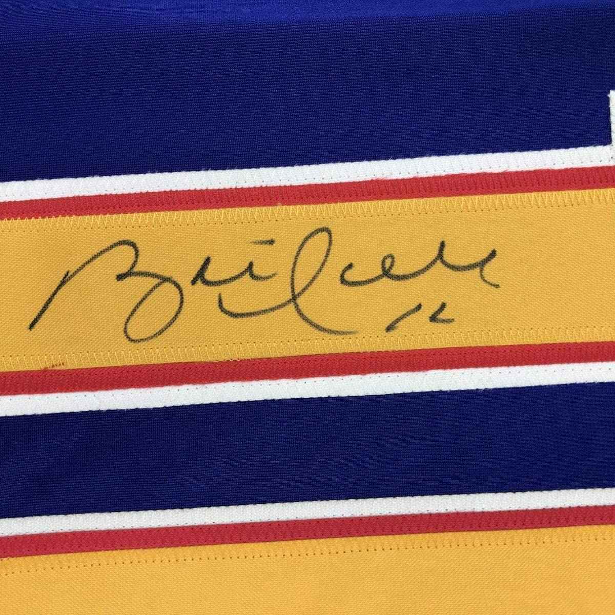 Framed Autographed/Signed Brett Hull 35x39 St. Louis Blue Hockey Jersey Beckett BAS COA