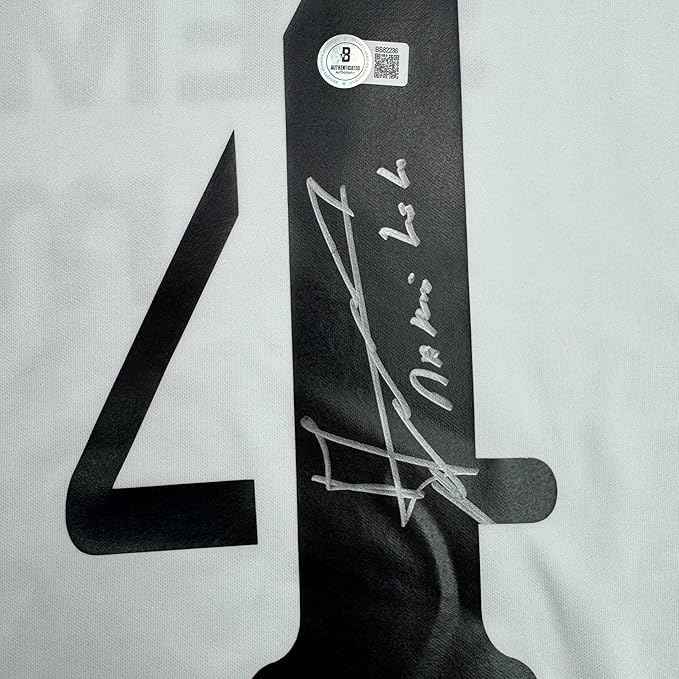 Framed Autographed/Signed Claude Makelele 35x39 Real Madrid White Soccer Jersey Beckett BAS COA