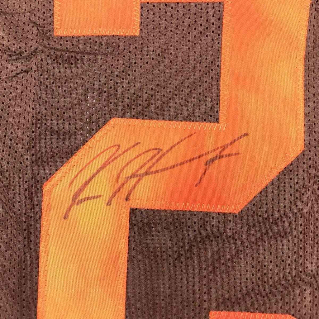 Framed Autographed/Signed Kareem Hunt 35x39 Cleveland Color Rush Football Jersey PSA/DNA COA