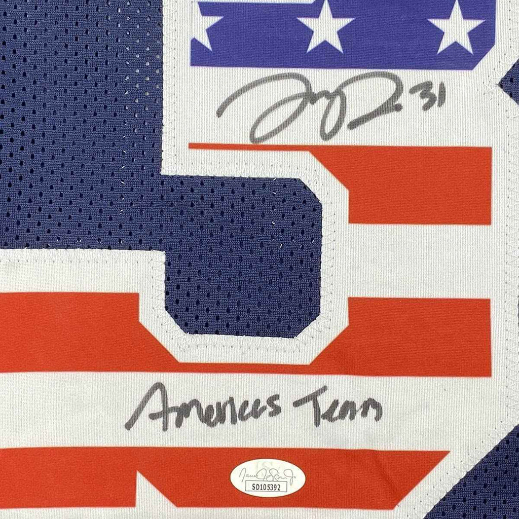 Framed Autographed/Signed Trevon Diggs 35x39 America's Team Dallas Blue Football Jersey JSA COA