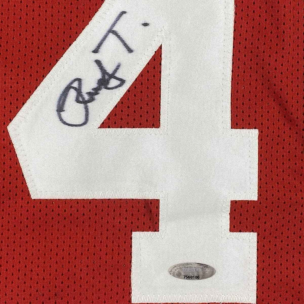 Framed Autographed/Signed Rudy Tomjanovich 35x39 Houston Red Basketball Jersey Tristar COA