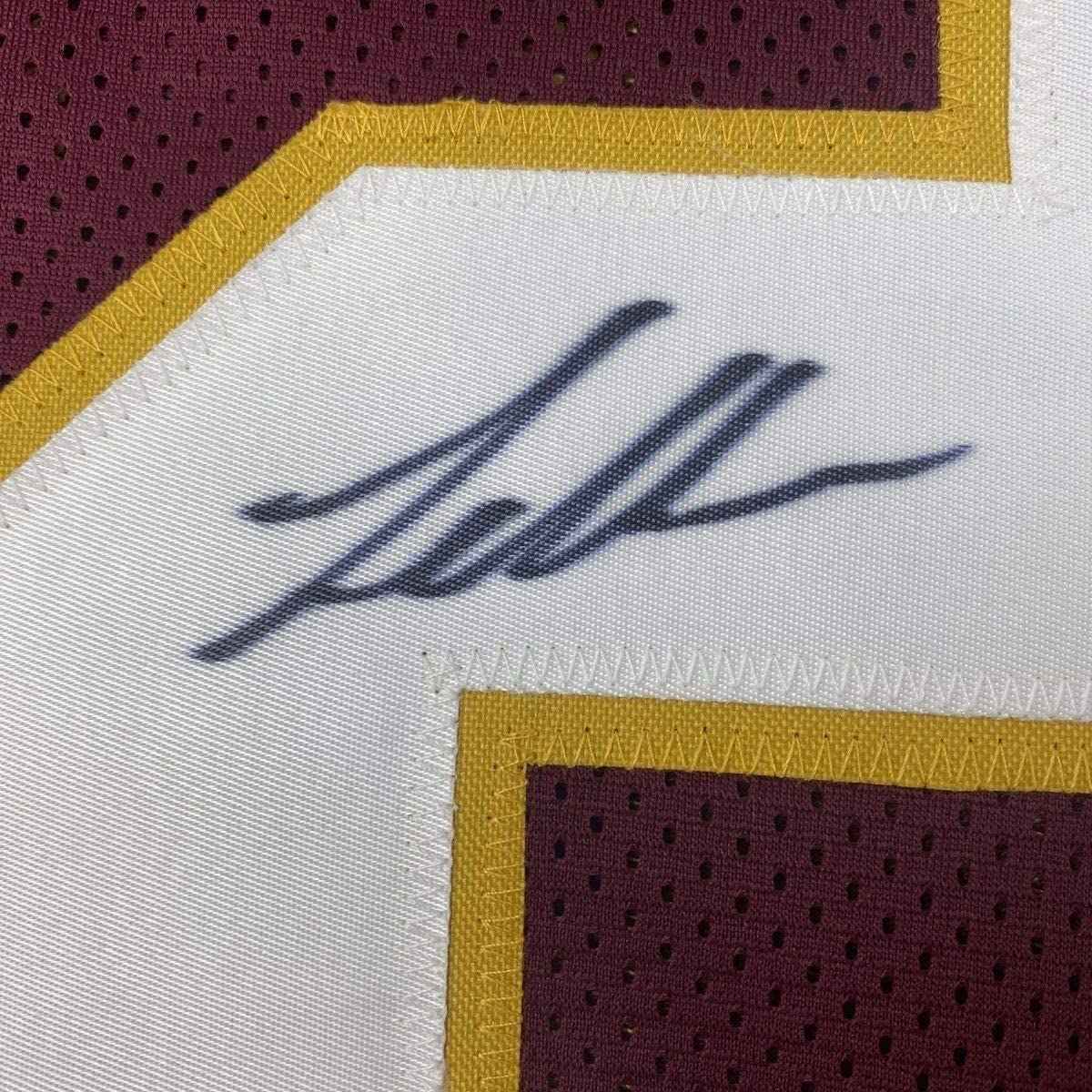 Framed Autographed/Signed Landon Collins 35x39 Washington Burgundy Football Jersey JSA COA