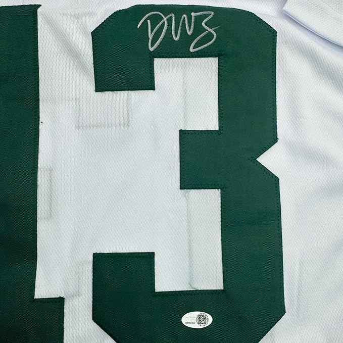 Framed Autographed/Signed Dontayvion Wicks 35x39 Green Bay White Football Jersey JSA COA