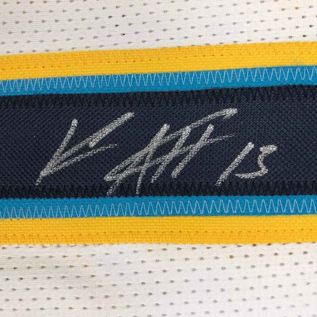Framed Autographed/Signed Keenan Allen 35x39 Los Angeles LA Chargers White Football Jersey JSA COA