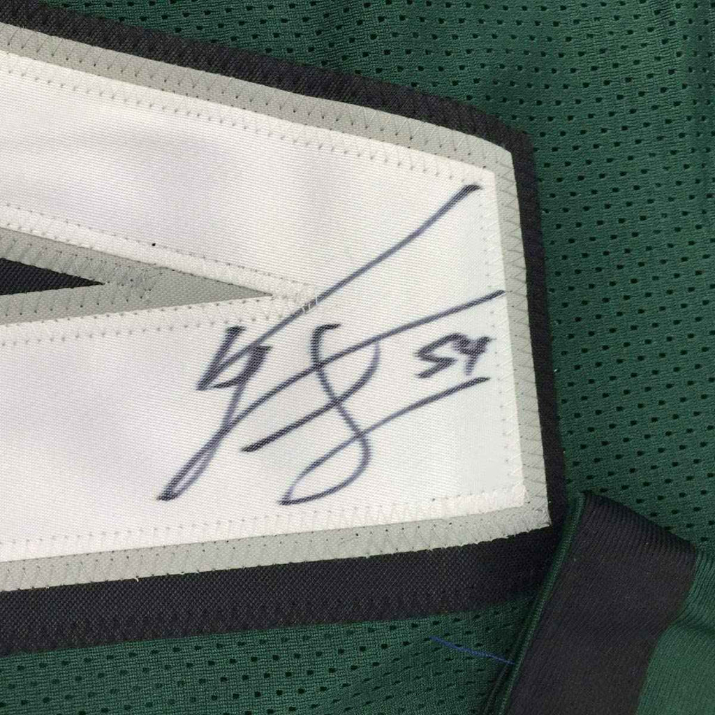 Autographed/Signed Jeremiah Trotter Philadelphia Green Football Jersey JSA COA