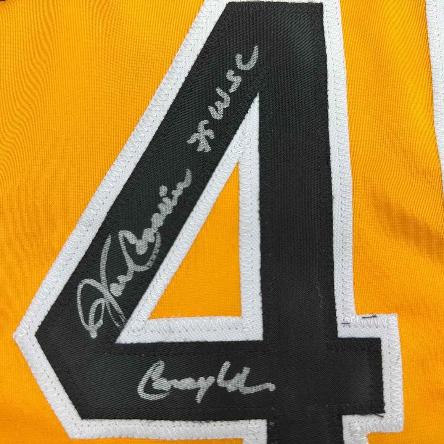Framed Autographed/Signed John Candelaria 35x39 Pittsburgh Yellow Baseball Jersey JSA COA