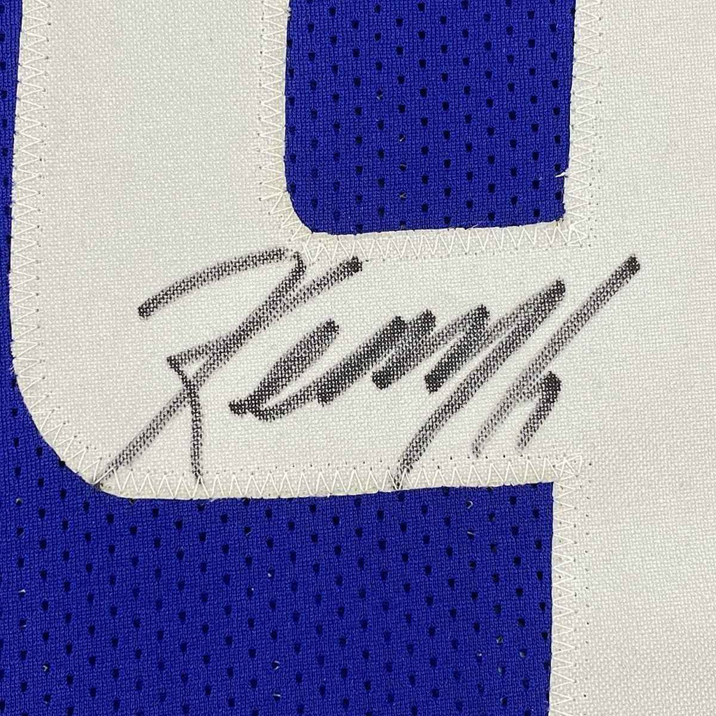 Framed Autographed/Signed Kenny Golladay 35x39 New York Blue Football Jersey JSA COA