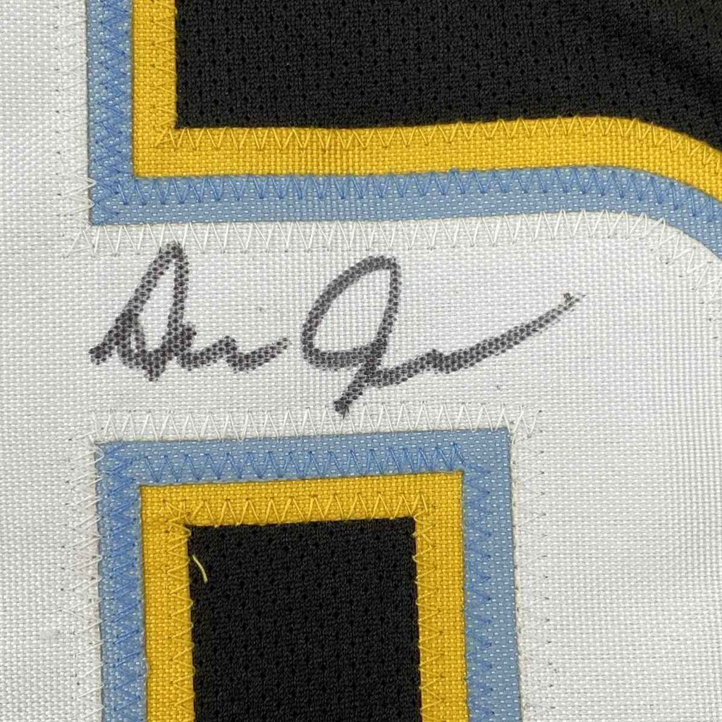 Framed Autographed/Signed Asante Samuel Jr. 35x39 Los Angeles LA Black Football Jersey JSA COA