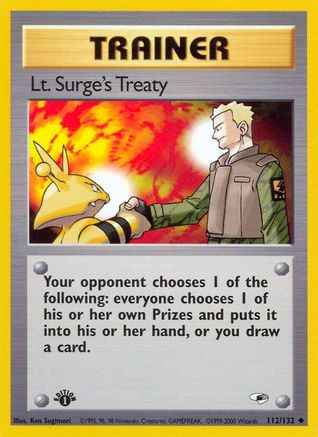 Lt. Surge's Treaty 112/132 - Gym Heroes 1st Edition