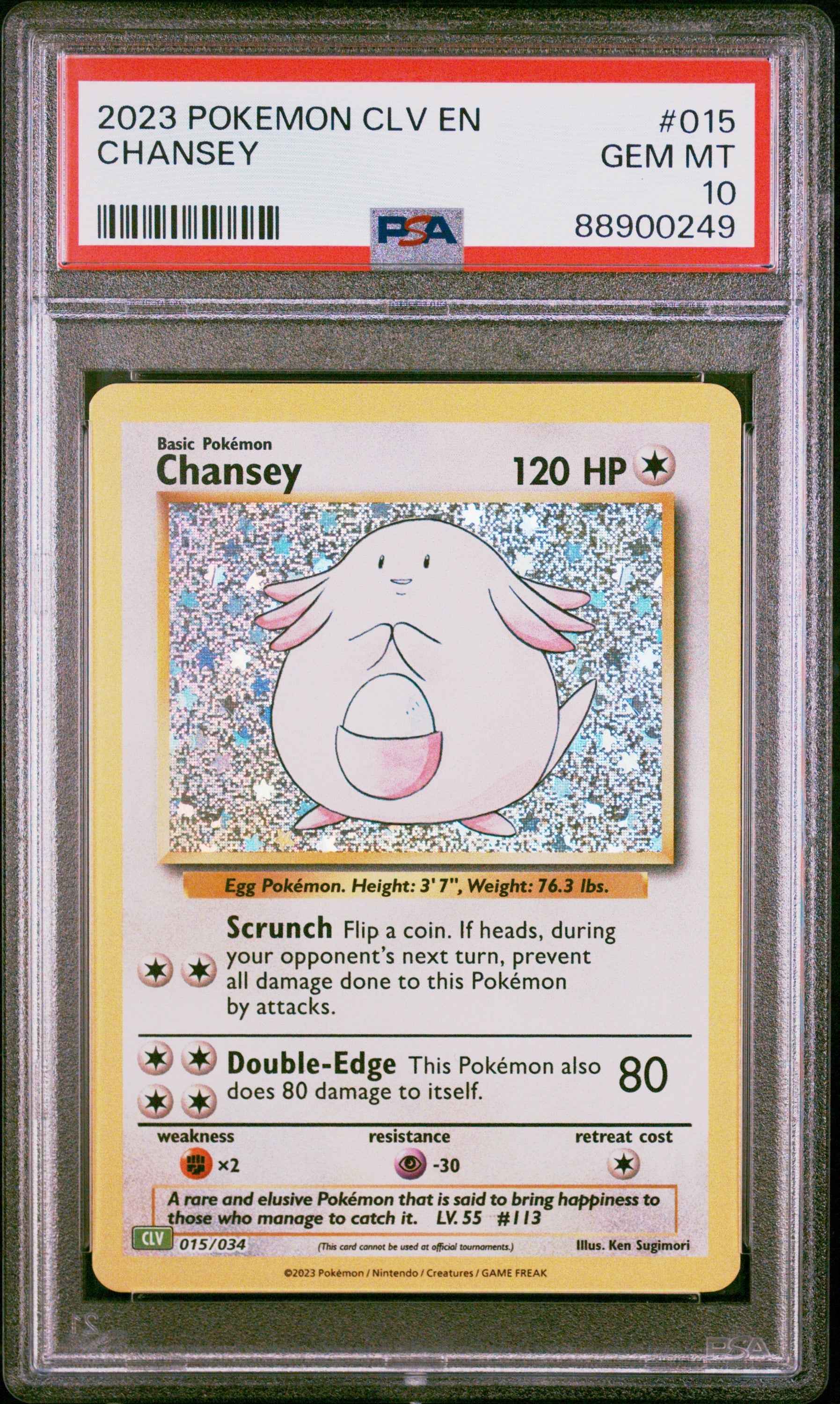 Graded 2023 PKM CLV EN Chansey #015 Classic Venusaur & Lugia Ex Deck Trading Card Game PSA 10 Gem Mint