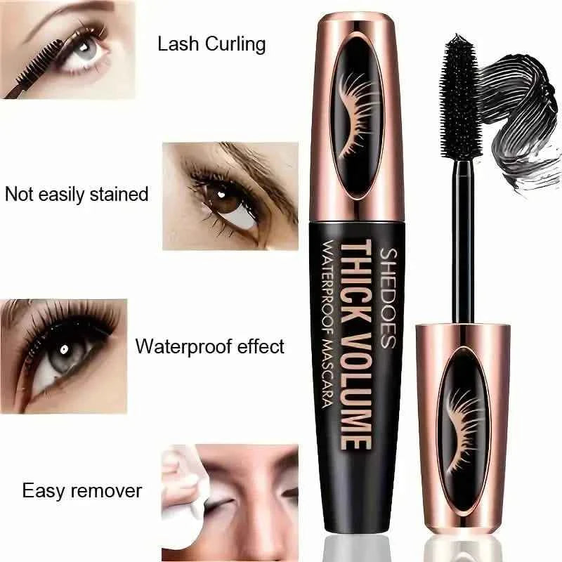 8D Curler Fiber Lash Mascara - Waterproof, Black, Thick Eyelash Shaping